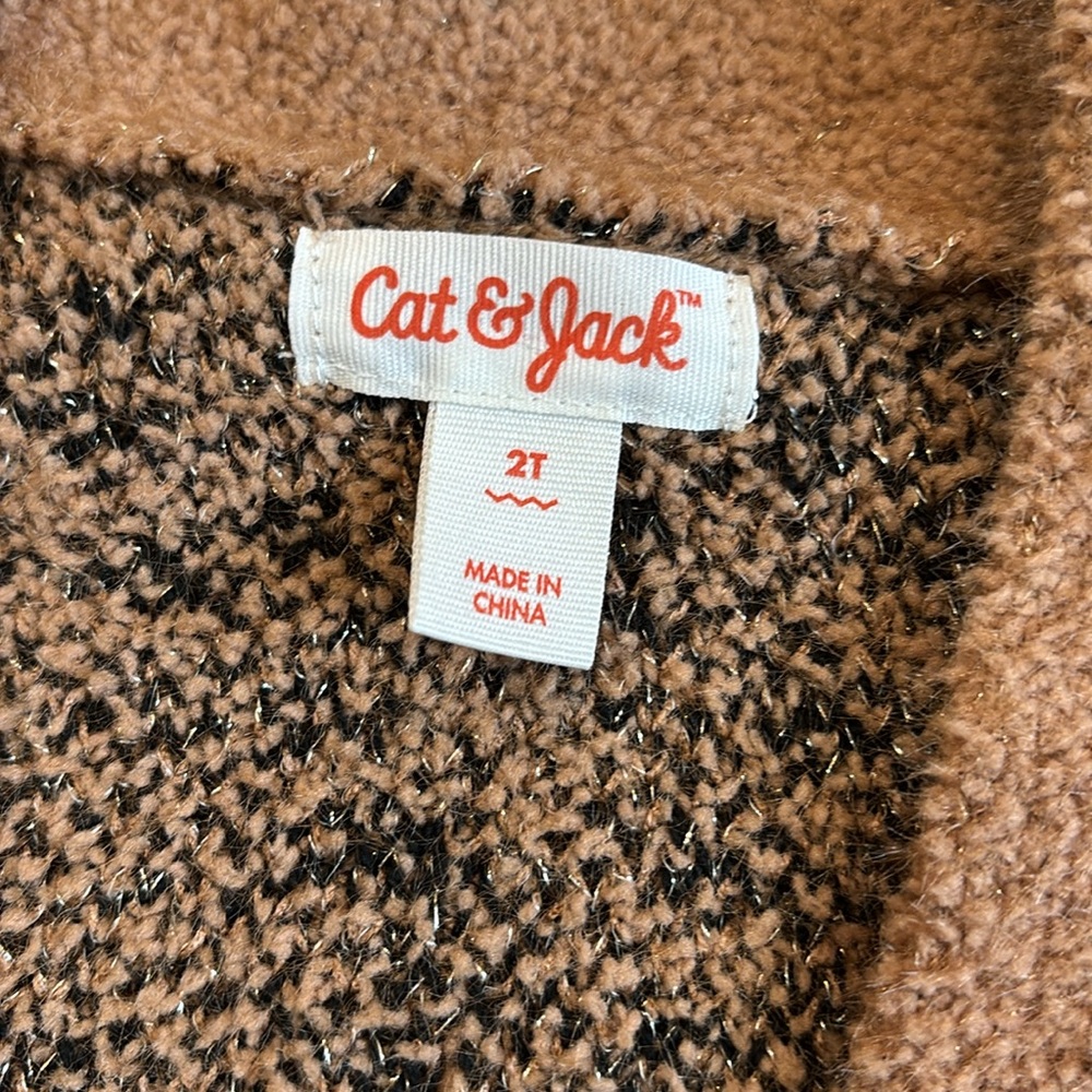 Cat & Jack 2t leopard open front cardigan - Picture 6 of 7